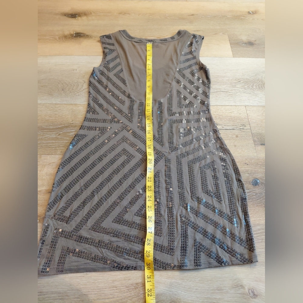 Express Sequin Geometric Pattern Dress Brown Sz M - image 7